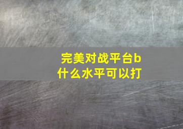 完美对战平台b 什么水平可以打